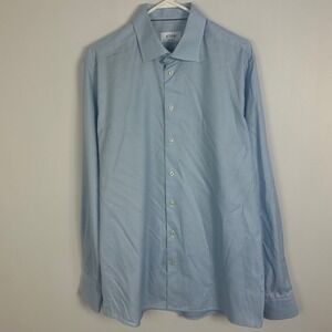 Eton Blue Collared Dress Shirt Mens Size 44 or 17.5 Long Sleeve Contemporary Fit
